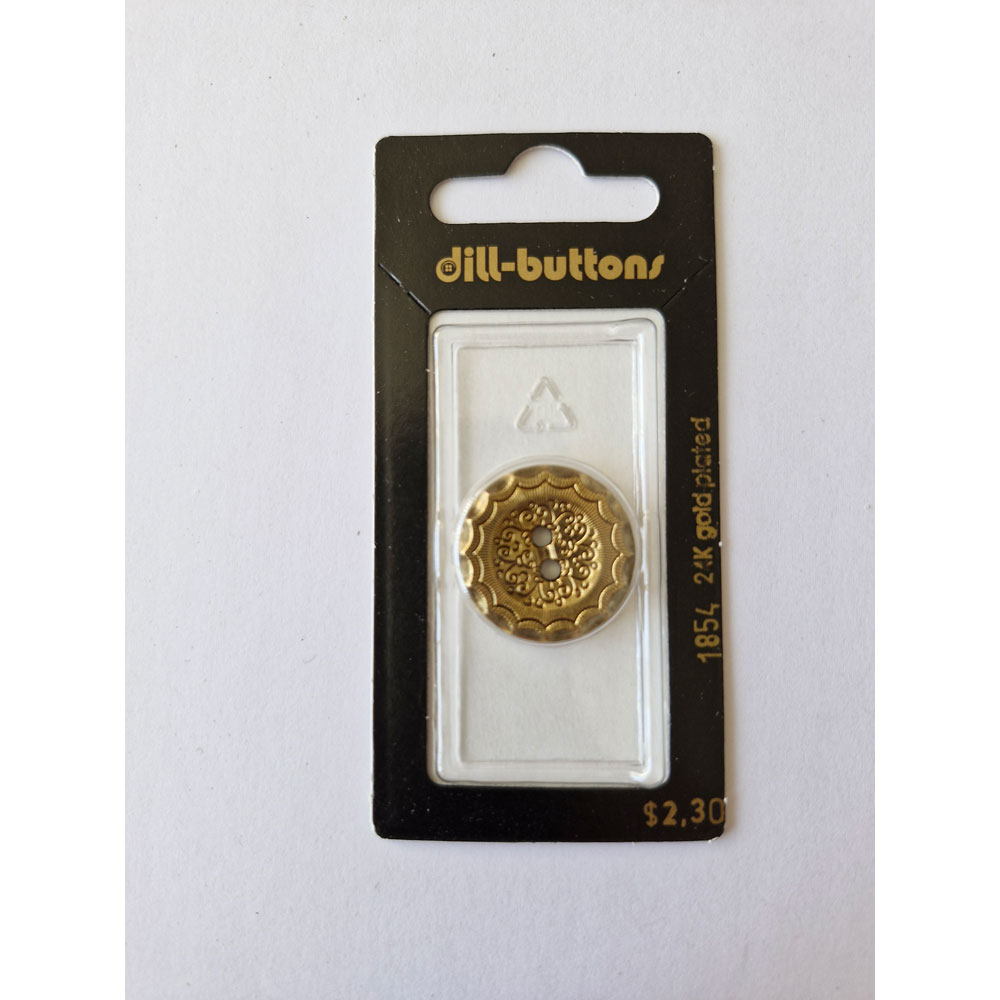 Button - 1854 - 23 mm - gold - 24K gold plated - by Dill Buttons of America