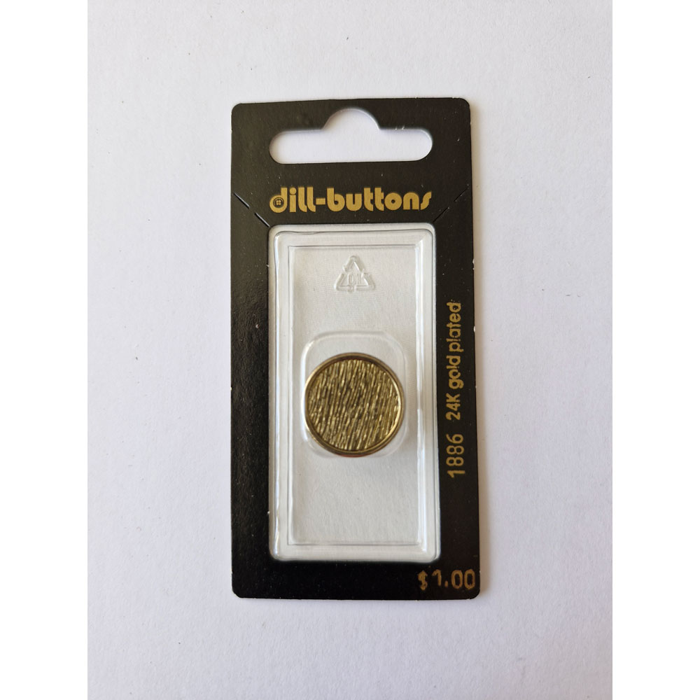 Button - 1886 - 18 mm - gold - 24K gold plated - by Dill Buttons of America