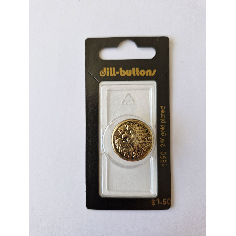 Button - 1890 - 23 mm - gold - 24K gold plated - by Dill Buttons