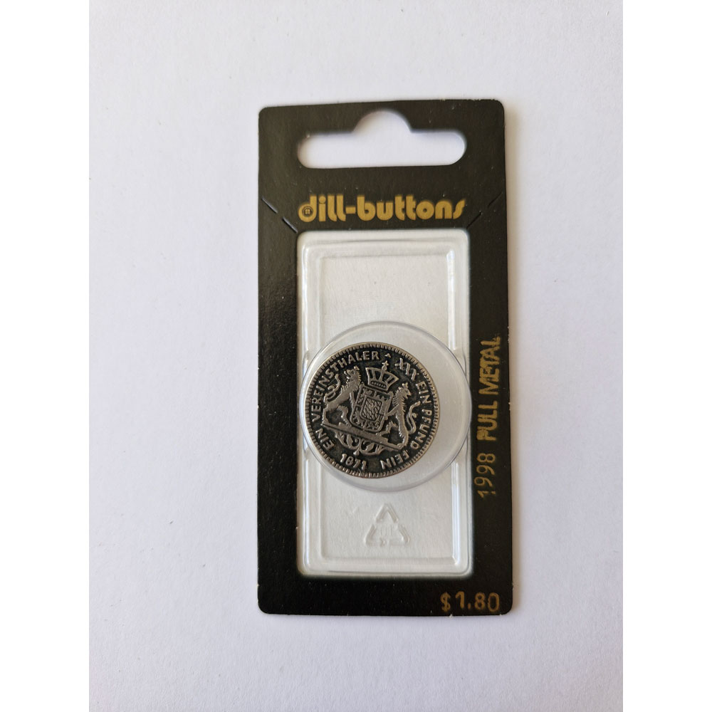 Button - 1998 - 23 mm - Silver Coin - Full Metal - by Dill Buttons of America