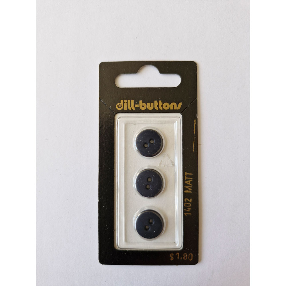 Button - 1402 - 13 mm - Bluish Black - Matt - by Dill Buttons of America