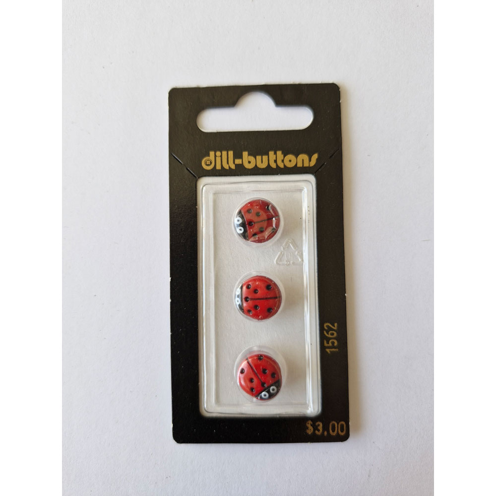 Button - 1562 - 11 mm - Lady Bug - by Dill Buttons of America