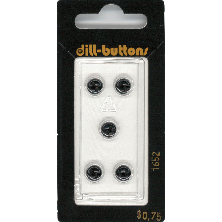 Button - 1652 - 07 mm - Black - by Dill Buttons of America
