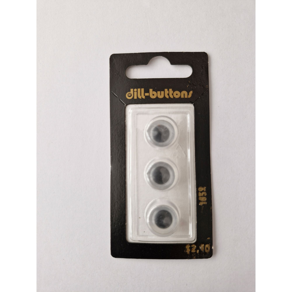 Button - 1659 - 12 mm - Clear top with black base - Dill Buttons