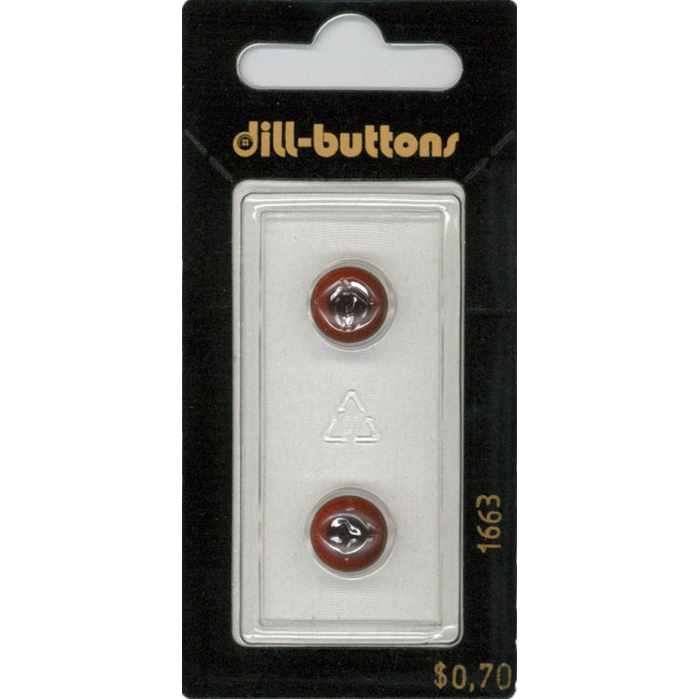 Button - 1663 - 10 mm - Clear red top with black base - by Dill Buttons of America