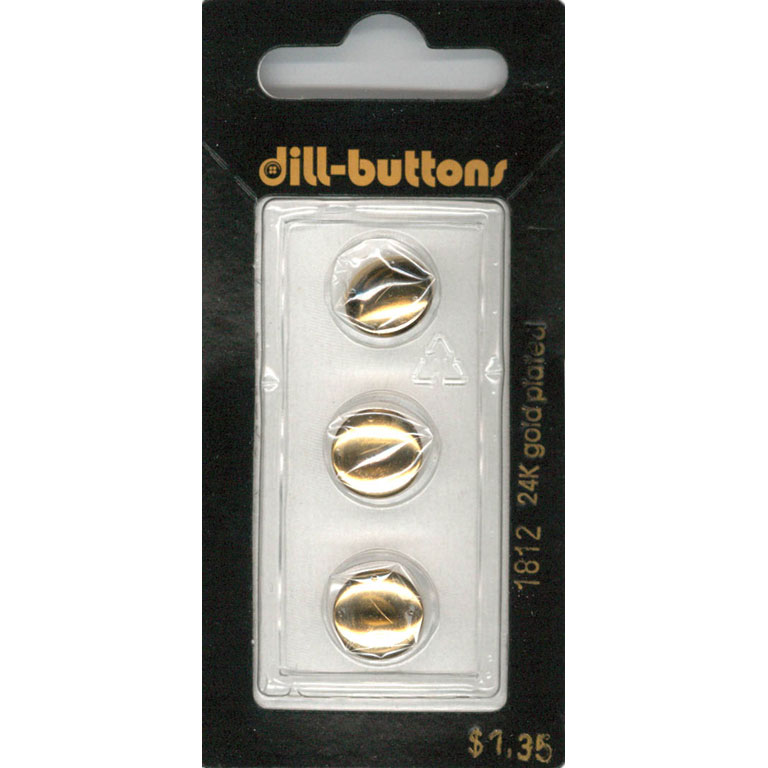 Button - 1812 - 11 mm - Gold - 24K gold plated - by Dill Buttons of America