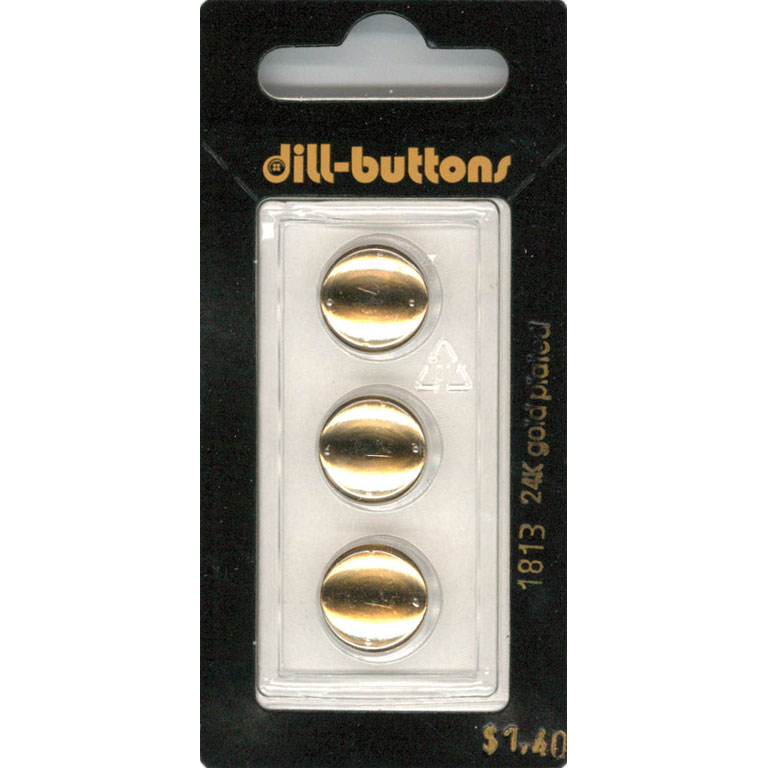 Button - 1813 - 13 mm - Gold - 24K gold plated - by Dill Buttons of America