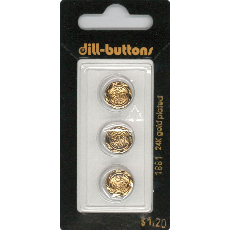 Button - 1881 - 11 mm - gold - 24K gold plated - by Dill Buttons of America