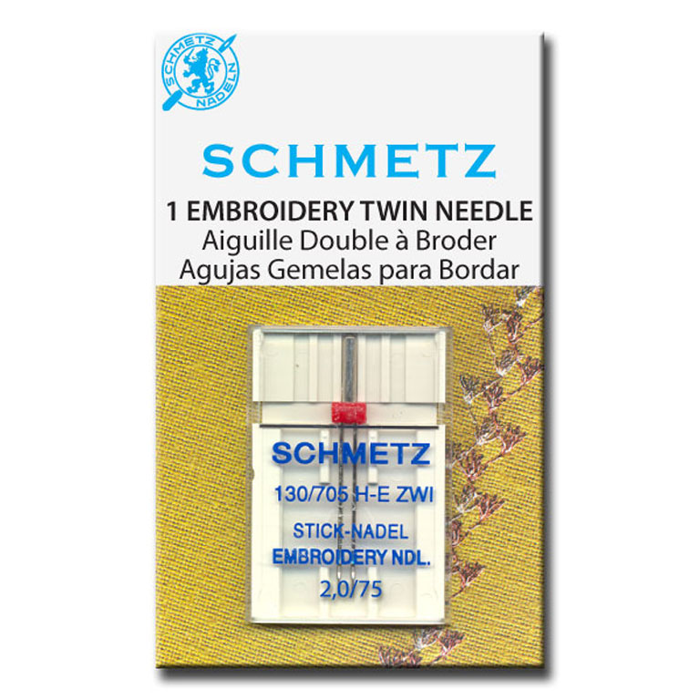 Schmetz - Machine Needles - 130/705 - Twin Embroidery - #075/11 - 2.0mm