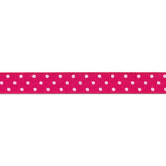 Ribbon - Swiss Dot Grosgrain - 794038 - 175 - 3/8" - Hot Pink/Wh