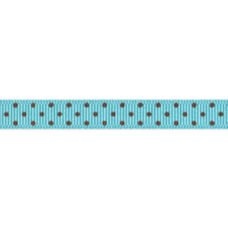 Ribbon - Swiss Dot Grosgrain - 794038 - C06 - 3/8" - Aqua/Brown