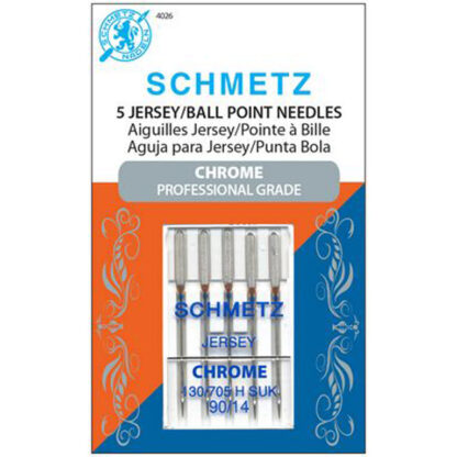 Machine Needles - Schmetz Chrome - 130/705 - Jersey/Ball Point - #90/14 - 5 Pack