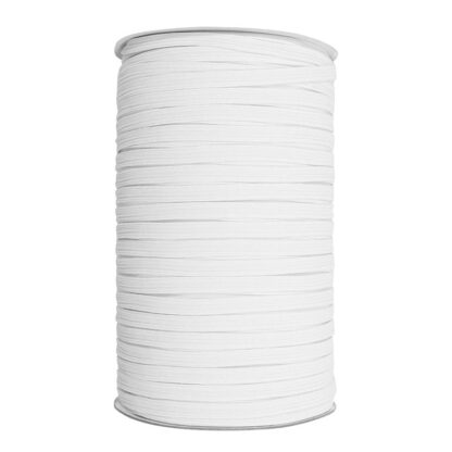 Braided Elastic - 6mm wide - White - Per Metre
