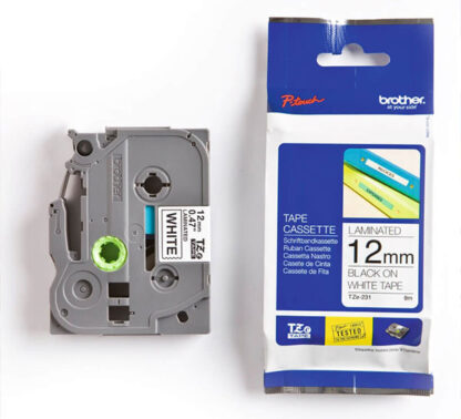 Brother - P-Touch Tape - Black on White - 12mm x 8m