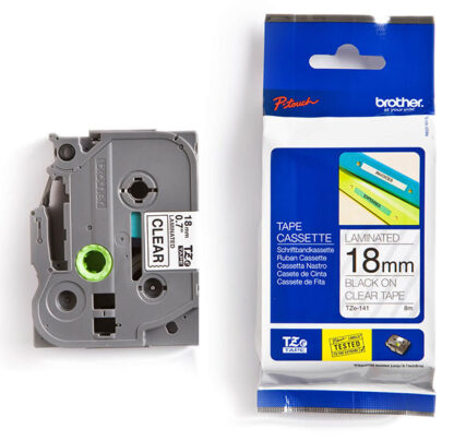 Brother - P-Touch Tape - Black on Clear - 18mm x 8m