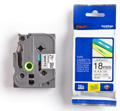 Brother - P-Touch Tape - Black on White - 18mm x 8m