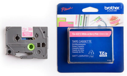 Brother - P-Touch Tape - White on Berry Pink - 12mm x 5m