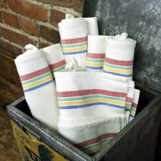 Hemmed Tea Towel  - Multi-coloured Stripe 18x28  - Colonial Patt