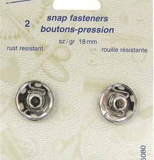 Notions - Snap Fasteners - Nickle - 18mm - 2 sets - Unique