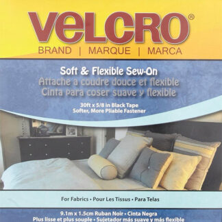Velcro - Soft & Flexible Sew-On - 1.5 cm - Black - Per Metre