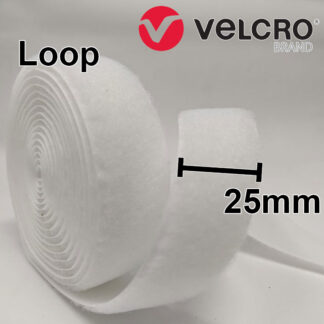 Velcro - Fasteners Loop - Sew On - White - 25mm - Per Metre