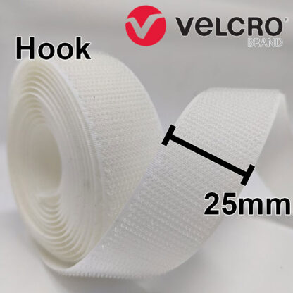 Velcro - Fasteners Hook - Sew On - White - 25mm - Per Metre