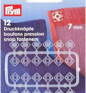 Notions - Sew-on Snap Fasteners - Square - Plastic - 7mm - Trans