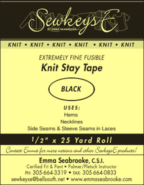 Knit Stay Tape - 1/2" Fusible - Black