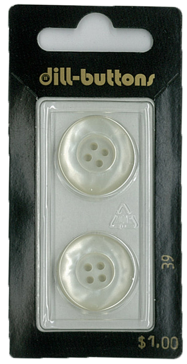 Button - 0039 - 20 mm - White - by Dill Buttons of America