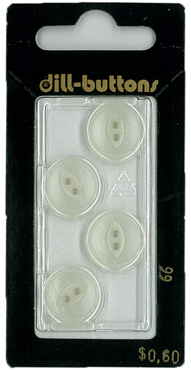 Button - 0066 - 15 mm - White - by Dill Buttons of America