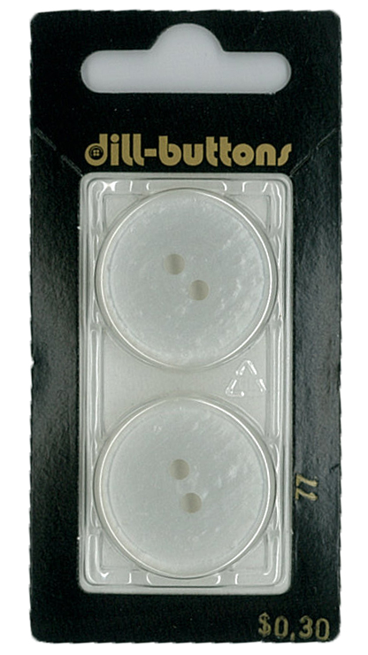 Button - 0077 - 25 mm - White - by Dill Buttons of America