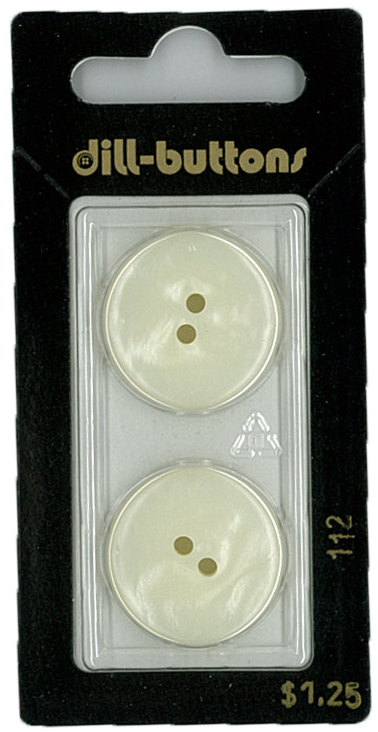 Button - 0112 - 23 mm - White - by Dill Buttons of America