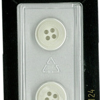 Button - 0124 - 15 mm - White - by Dill Buttons of America