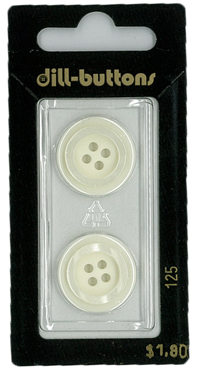 Button - 0125 - 20 mm - White - by Dill Buttons of America