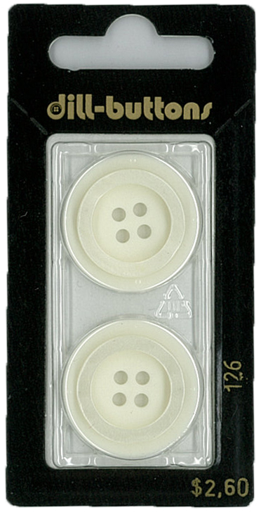 Button - 0126 - 25 mm - White - by Dill Buttons of America