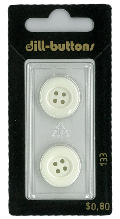 Button - 0133 - 18 mm - White - by Dill Buttons of America
