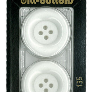 Button - 0135 - 28 mm - White - by Dill Buttons of America