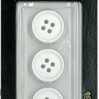 Button - 0136 - 15 mm - White - by Dill Buttons of America