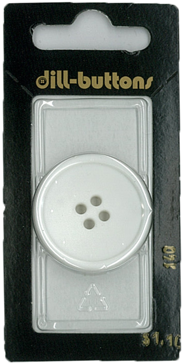 Button - 0140 - 30 mm - White - by Dill Buttons of America