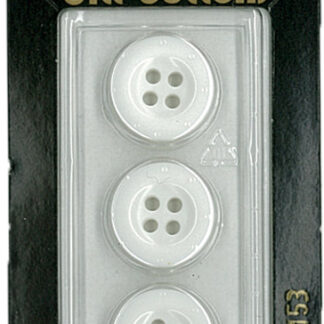 Button - 0153 - 15 mm - White - by Dill Buttons of America