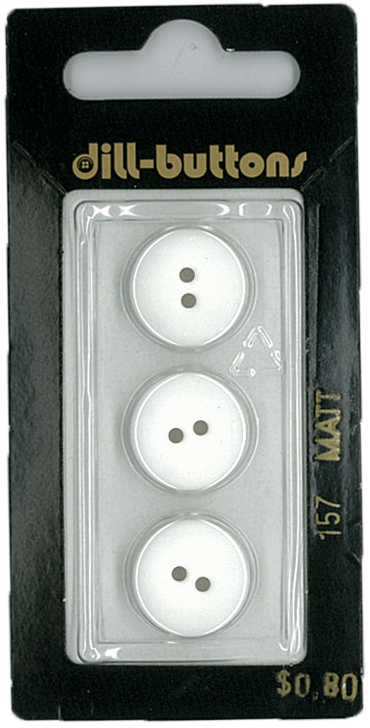 Button - 0157 - 15 mm - White - by Dill Buttons of America