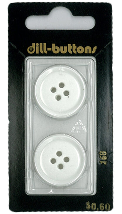 Button - 0168 - 23 mm - White - by Dill Buttons of America