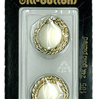 Button - 0185 - 20 mm - White with gold accent - by Dill Buttons