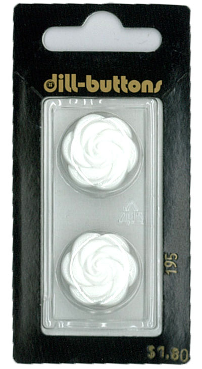 Button - 0195 - 20 mm - White Rose - by Dill Buttons of America