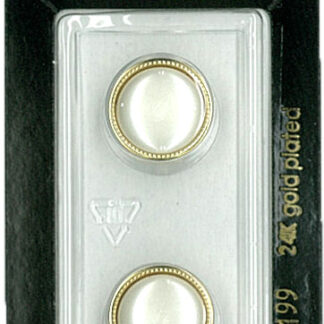 Button - 0199 - 15 mm - White with gold accent - by Dill Buttons