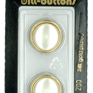 Button - 0200 - 18 mm - White with gold accent - by Dill Buttons