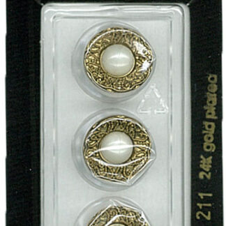 Button - 0211 - 14 mm - White with gold accent - by Dill Buttons