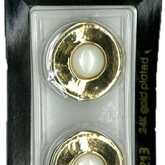 Button - 0213 - 23 mm - White with gold accent - by Dill Buttons