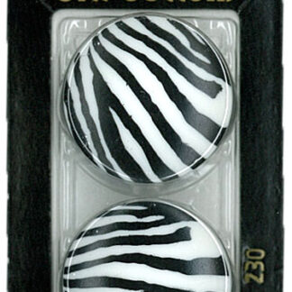 Button - 0230 - 28 mm - White - black stripe - by Dill Buttons o