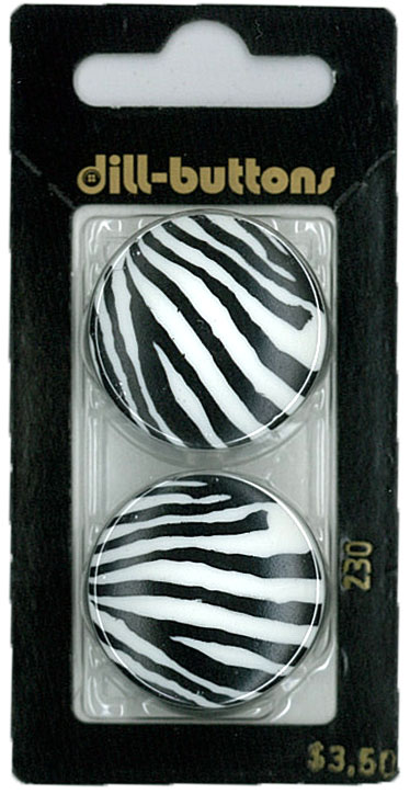 Button - 0230 - 28 mm - White - black stripe - by Dill Buttons o